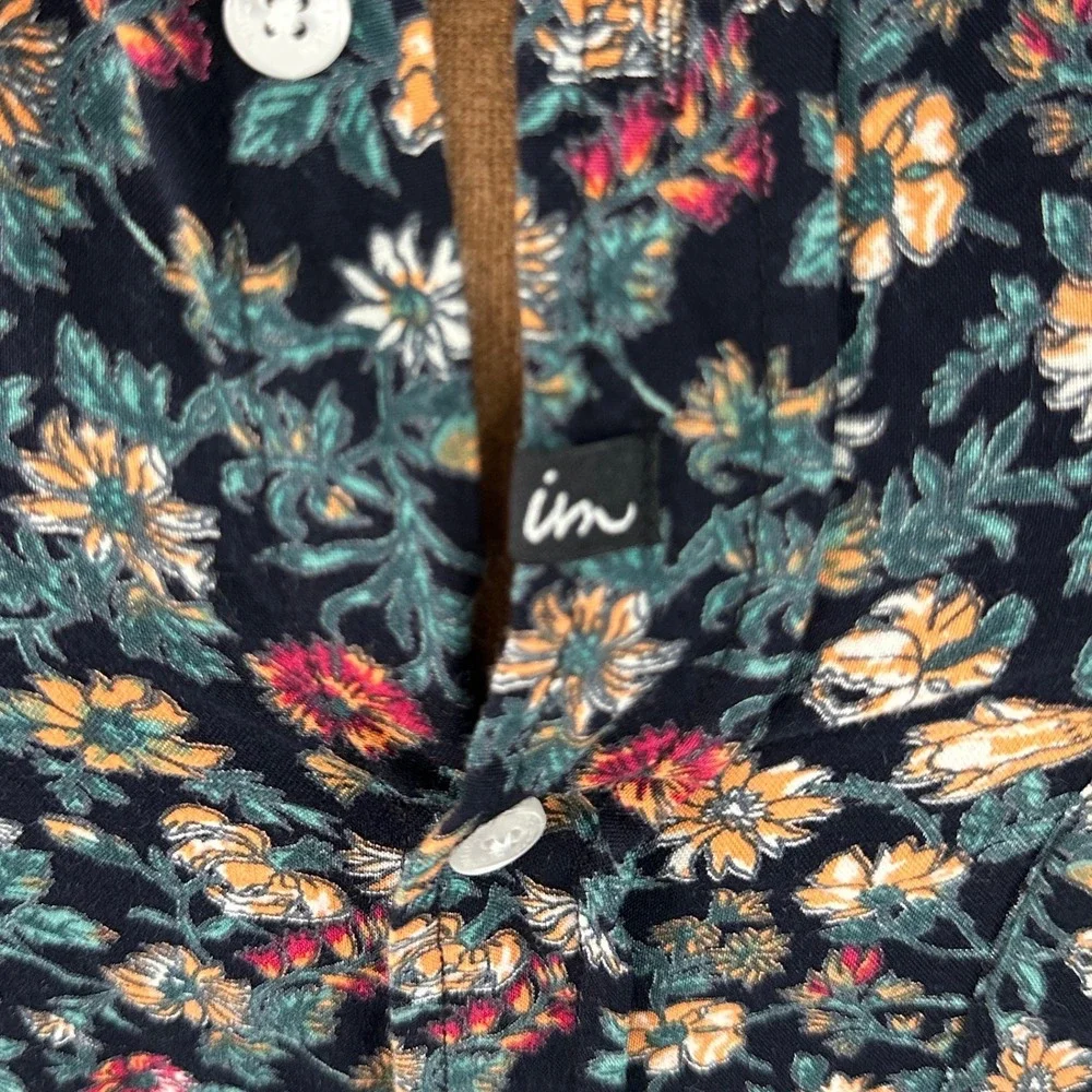Never Established Floral Button Down‎ Shirt Mens Large Navy Rayon Short Sleeve